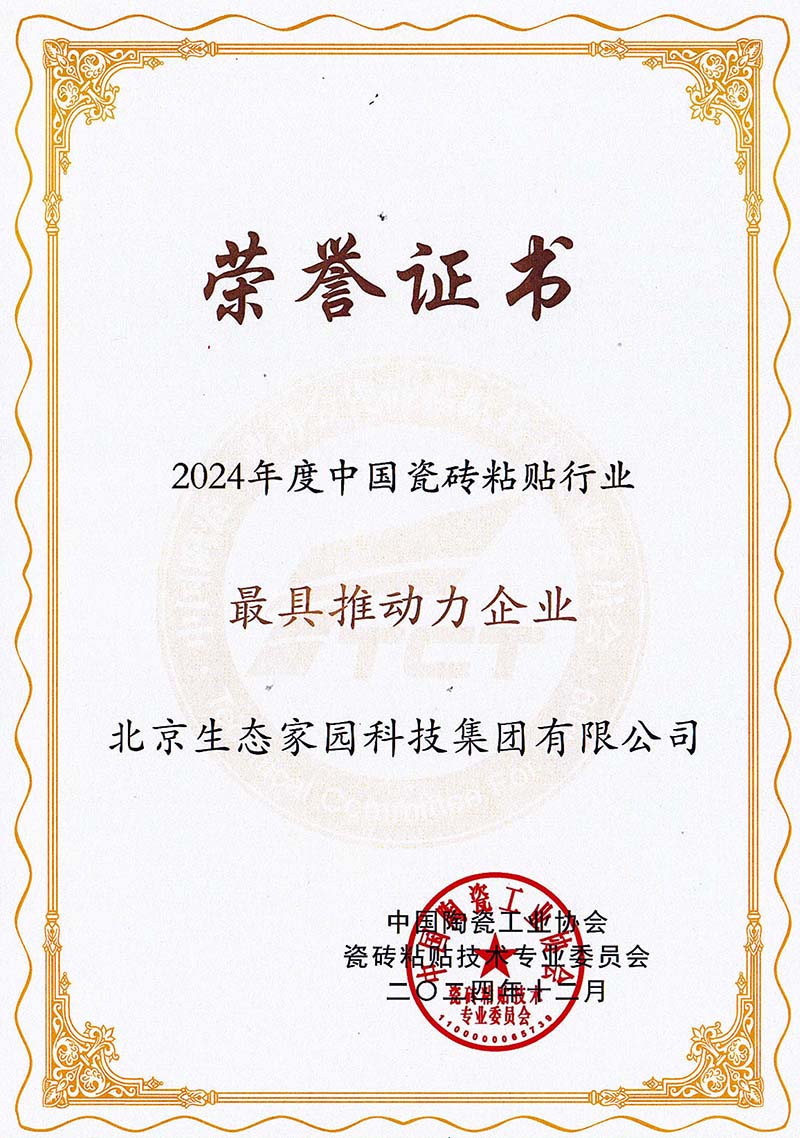 2024年度瓷磚粘貼行業(yè)最具推動力企業(yè)